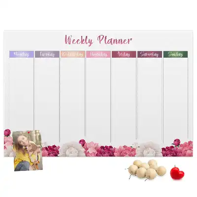 Floral Printed Cork Weekly Planner Memo Board
