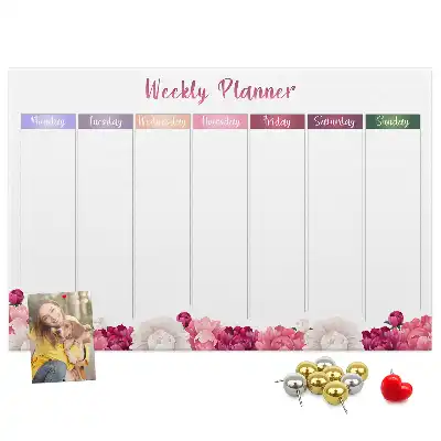 Floral Printed Cork Weekly Planner Memo Board