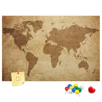 Vintage World Map Printed Cork Board