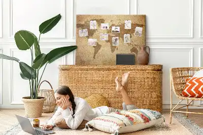 Vintage World Map Printed Cork Board