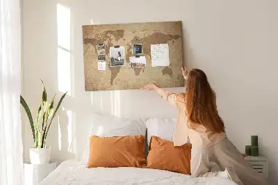 Vintage World Map Printed Cork Board
