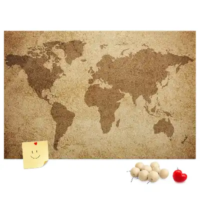 Vintage World Map Printed Cork Board
