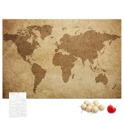 Vintage World Map Printed Cork Board