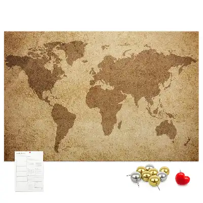 Vintage World Map Printed Cork Board