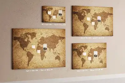 Vintage World Map Printed Cork Board