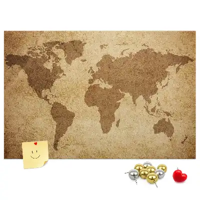 Vintage World Map Printed Cork Board