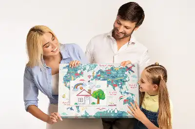 Pictorial world map cork memo board