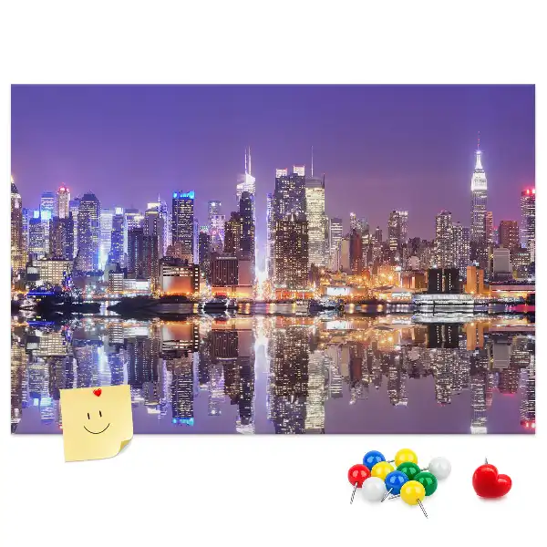 New York at Night Printed Cork Board