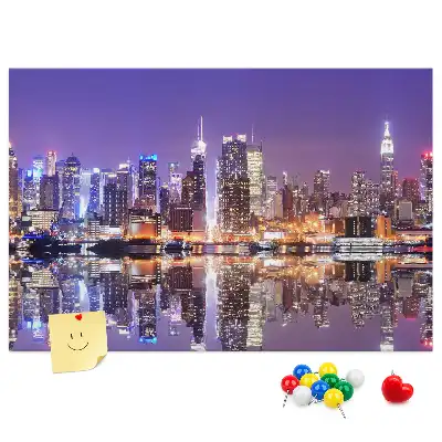 Printed Cork Board New York at night