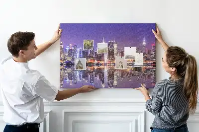 Printed Cork Board New York at night
