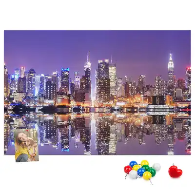 Printed Cork Board New York at night