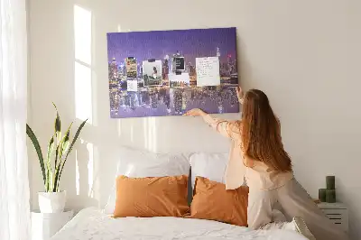 New York at Night Printed Cork Board