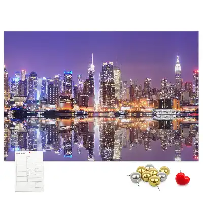 New York at Night Printed Cork Board