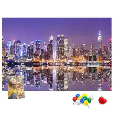New York at Night Printed Cork Board