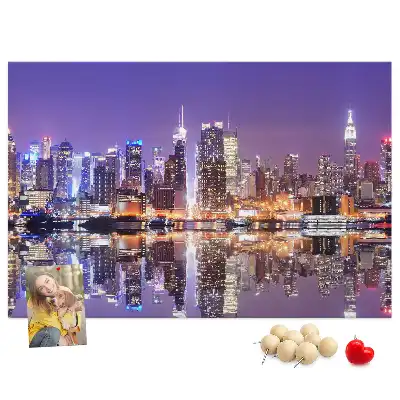 New York at Night Printed Cork Board