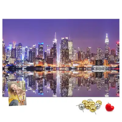 New York at Night Printed Cork Board