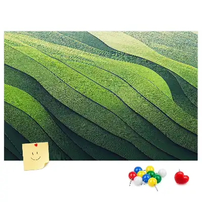 Abstract Green Fields Printed Cork Memo Board