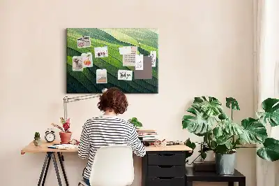Printed Cork Memo Board Abstract Green Fields