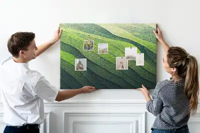 Abstract Green Fields Printed Cork Memo Board