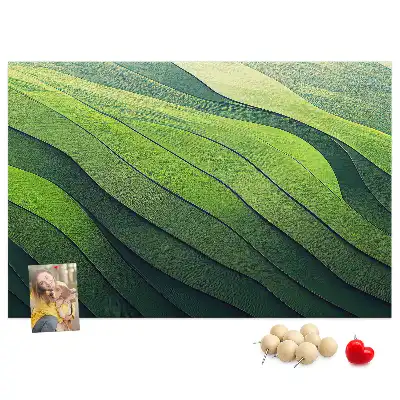 Abstract Green Fields Printed Cork Memo Board