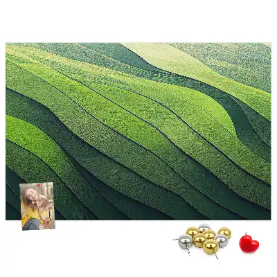 Abstract Green Fields Printed Cork Memo Board