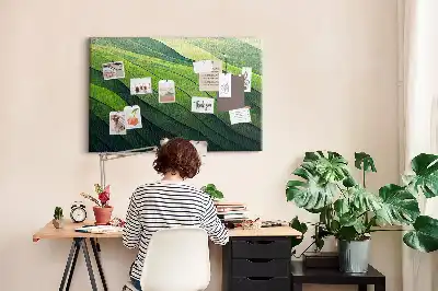 Abstract Green Fields Printed Cork Memo Board