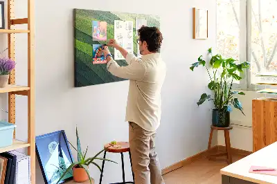 Abstract Green Fields Printed Cork Memo Board