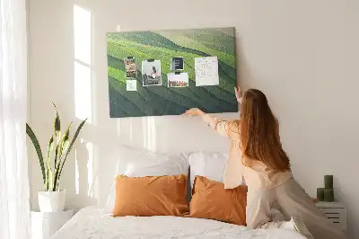 Printed Cork Memo Board Abstract Green Fields
