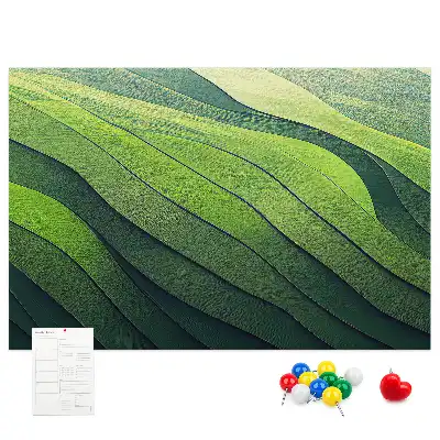 Printed Cork Memo Board Abstract Green Fields