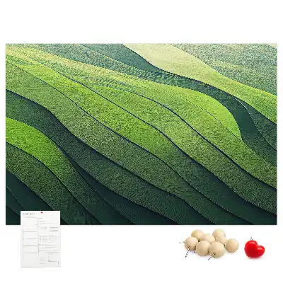 Printed Cork Memo Board Abstract Green Fields