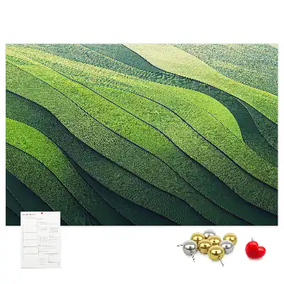 Abstract Green Fields Printed Cork Memo Board