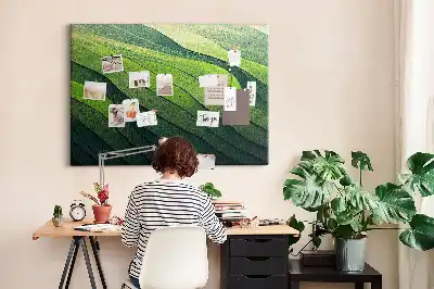 Abstract Green Fields Printed Cork Memo Board