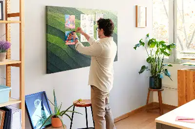 Abstract Green Fields Printed Cork Memo Board