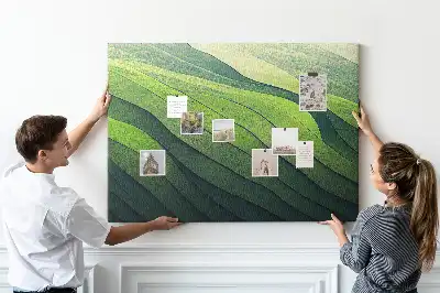 Printed Cork Memo Board Abstract Green Fields