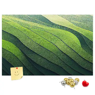 Abstract Green Fields Printed Cork Memo Board