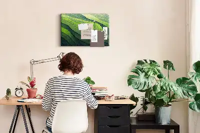 Abstract Green Fields Printed Cork Memo Board