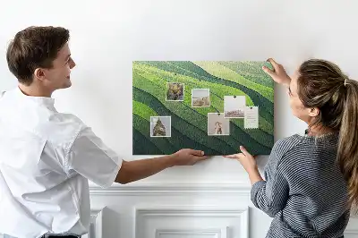 Abstract Green Fields Printed Cork Memo Board