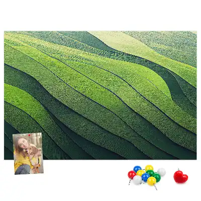 Abstract Green Fields Printed Cork Memo Board
