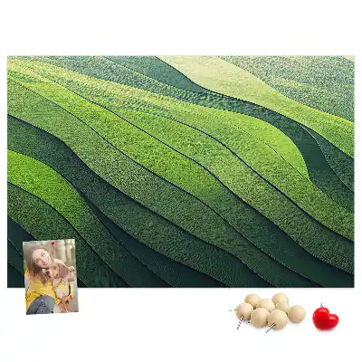 Abstract Green Fields Printed Cork Memo Board