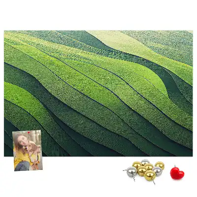 Abstract Green Fields Printed Cork Memo Board
