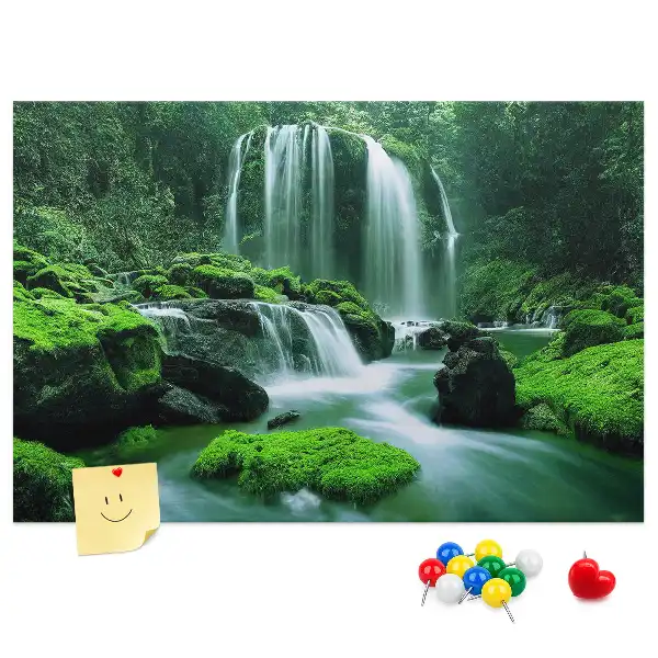 Waterfall Among Moss Cork Memo Board