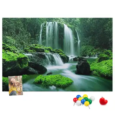 Waterfall Among Moss Cork Memo Board