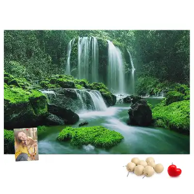 Waterfall Among Moss Cork Memo Board
