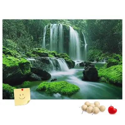 Waterfall Among Moss Cork Memo Board