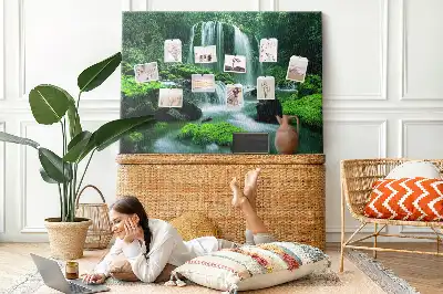 Waterfall Among Moss Cork Memo Board