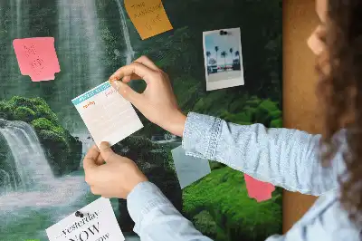 Waterfall Among Moss Cork Memo Board