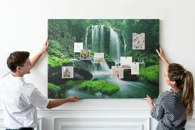 Waterfall Among Moss Cork Memo Board