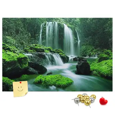 Waterfall Among Moss Cork Memo Board
