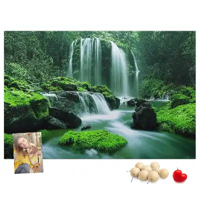 Waterfall Among Moss Cork Memo Board