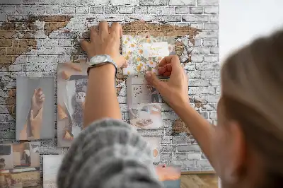 Printed World Map Cork Board in a Brick Style